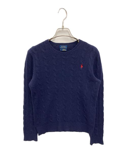 POLO RALPH LAUREN（ポロ・ラルフローレン）POLO RALPH LAUREN (ポロ・ラルフローレン) ケーブルコットンニット ネイビー サイズ:Sの古着・服飾アイテム