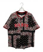 JORDAN BRAND×GIANTSジョーダン ブランド×ジャイアンツ）の古着「コラボ ペイズリー ベースボールシャツ」｜ブラック