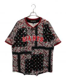 JORDAN BRAND×GIANTS（ジョーダン ブランド×ジャイアンツ）の古着「コラボ ペイズリー ベースボールシャツ」｜ブラック