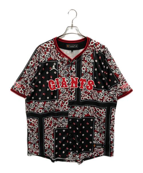 JORDAN BRAND（ジョーダン ブランド）JORDAN BRAND (ジョーダン ブランド) GIANTS (ジャイアンツ) コラボ ペイズリー ベースボールシャツ ブラック サイズ:XXLの古着・服飾アイテム