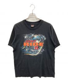 HARLEY-DAVIDSON（ハーレーダビッドソン）の古着「【古着】90's JUST RIDE プリントTシャツ」｜ブラック