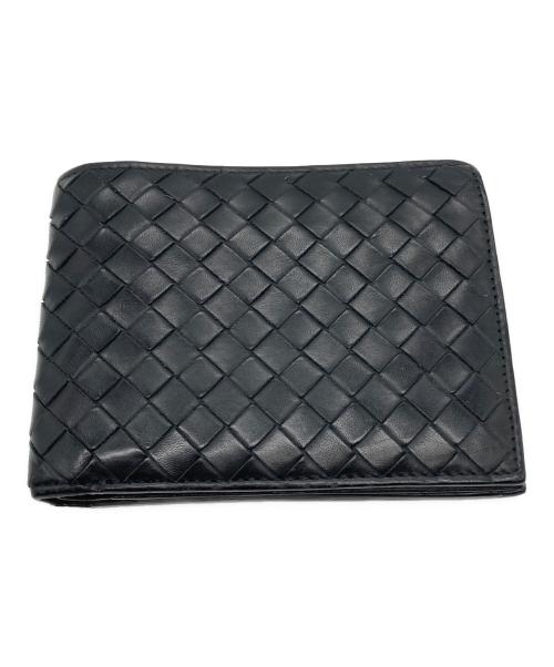 BOTTEGA VENETA（ボッテガベネタ）BOTTEGA VENETA (ボッテガベネタ) イントレチャート 2つ折財布 ブラックの古着・服飾アイテム
