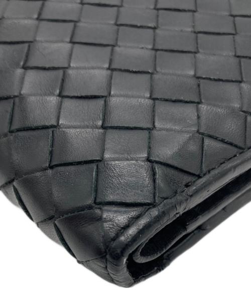 BOTTEGA VENETA（ボッテガベネタ）BOTTEGA VENETA (ボッテガベネタ) イントレチャート 2つ折財布 ブラックの古着・服飾アイテム