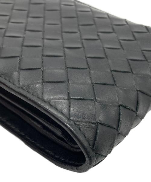 BOTTEGA VENETA（ボッテガベネタ）BOTTEGA VENETA (ボッテガベネタ) イントレチャート 2つ折財布 ブラックの古着・服飾アイテム