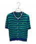 POLO RALPH LAUREN（ポロ・ラルフローレン）の古着「ボーダーケーブルニットショートスリーブカーディガン」｜グリーン×ブルー