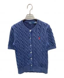 POLO RALPH LAUREN（ポロ・ラルフローレン）の古着「ケーブルニットショートスリーブカーディガン」｜ネイビー