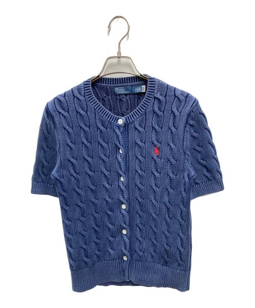POLO RALPH LAUREN（ポロ・ラルフローレン）POLO RALPH LAUREN (ポロ・ラルフローレン) ケーブルニットショートスリーブカーディガン ネイビー サイズ:Mの古着・服飾アイテム