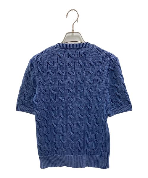 POLO RALPH LAUREN（ポロ・ラルフローレン）POLO RALPH LAUREN (ポロ・ラルフローレン) ケーブルニットショートスリーブカーディガン ネイビー サイズ:Mの古着・服飾アイテム