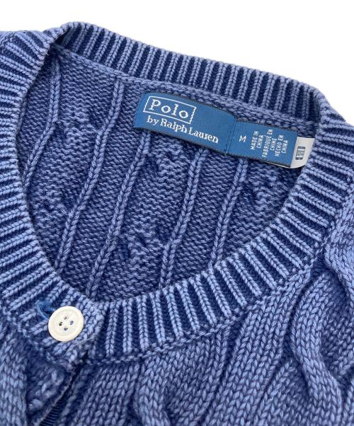 POLO RALPH LAUREN（ポロ・ラルフローレン）POLO RALPH LAUREN (ポロ・ラルフローレン) ケーブルニットショートスリーブカーディガン ネイビー サイズ:Mの古着・服飾アイテム