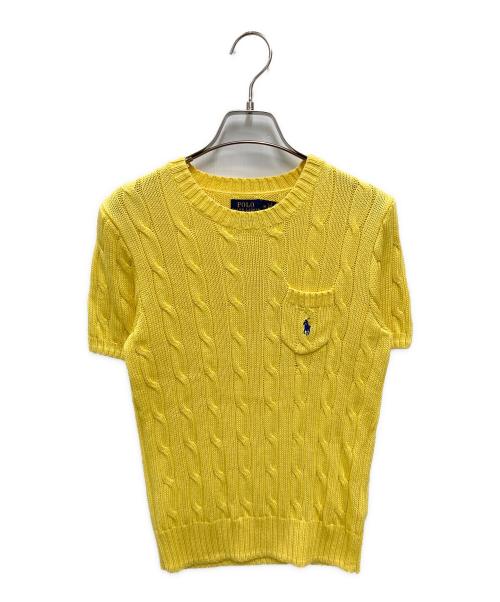 POLO RALPH LAUREN（ポロ・ラルフローレン）POLO RALPH LAUREN (ポロ・ラルフローレン) ショートスリーブケーブルニット イエロー サイズ:Mの古着・服飾アイテム