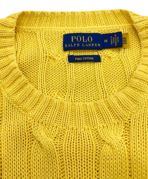 POLO RALPH LAUREN（ポロ・ラルフローレン）POLO RALPH LAUREN (ポロ・ラルフローレン) ショートスリーブケーブルニット イエロー サイズ:Mの古着・服飾アイテム