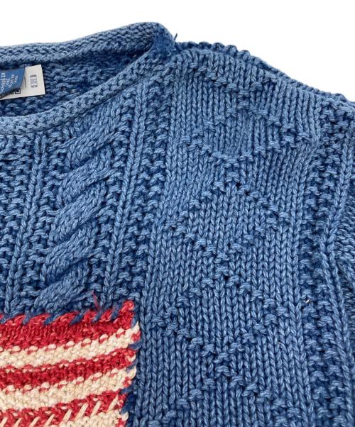 POLO RALPH LAUREN（ポロ・ラルフローレン）POLO RALPH LAUREN (ポロ・ラルフローレン) フラッグアランニットコットンセーター ブルー サイズ:Sの古着・服飾アイテム