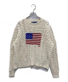 POLO RALPH LAUREN（ポロ・ラルフローレン）の古着「フラッグアランニットコットンセーター」｜アイボリー