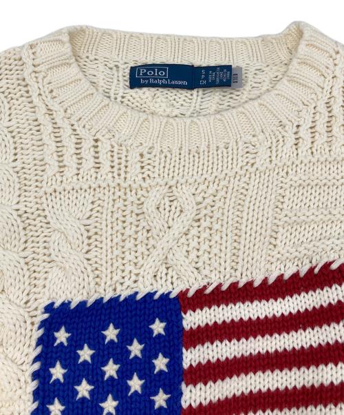 POLO RALPH LAUREN（ポロ・ラルフローレン）POLO RALPH LAUREN (ポロ・ラルフローレン) フラッグアランニットコットンセーター アイボリー サイズ:Sの古着・服飾アイテム