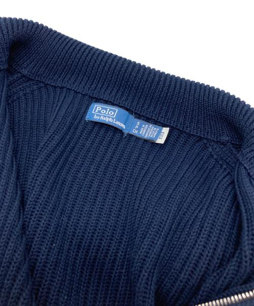 POLO RALPH LAUREN（ポロ・ラルフローレン）POLO RALPH LAUREN (ポロ・ラルフローレン) リブニットコットンフルジップセーター ネイビー サイズ:Sの古着・服飾アイテム