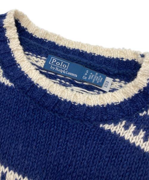 POLO RALPH LAUREN（ポロ・ラルフローレン）POLO RALPH LAUREN (ポロ・ラルフローレン) スノーフレークコットンウールセーター ネイビー サイズ:Sの古着・服飾アイテム