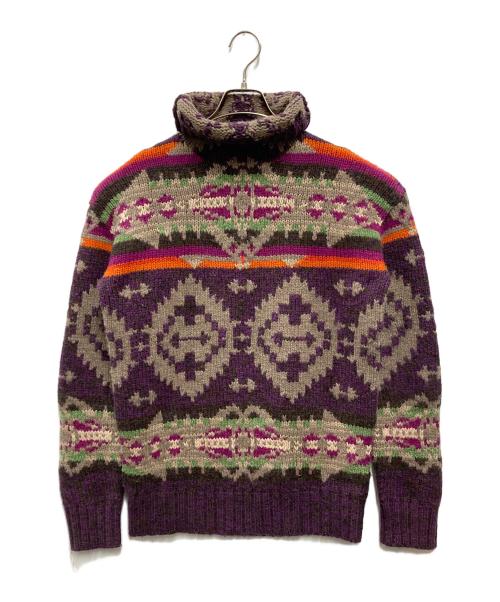 POLO RALPH LAUREN（ポロ・ラルフローレン）POLO RALPH LAUREN (ポロ・ラルフローレン) Apres Ski Aztec Navajo Indian Wool Turtleneck Sweater パープル×ブラウン サイズ:Sの古着・服飾アイテム