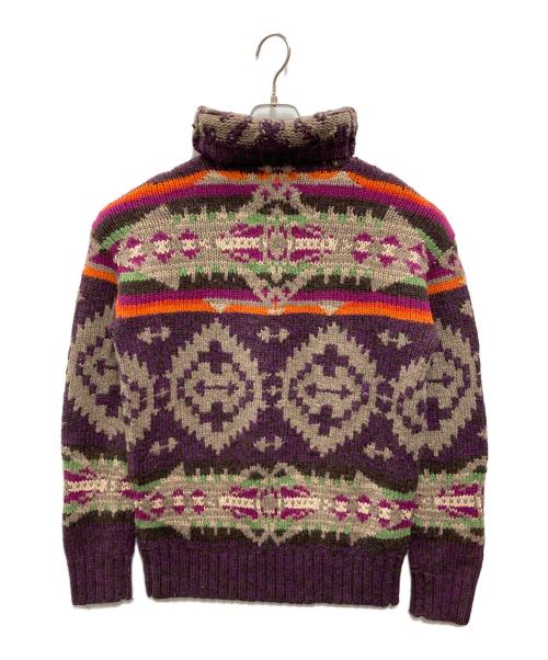 POLO RALPH LAUREN（ポロ・ラルフローレン）POLO RALPH LAUREN (ポロ・ラルフローレン) Apres Ski Aztec Navajo Indian Wool Turtleneck Sweater パープル×ブラウン サイズ:Sの古着・服飾アイテム