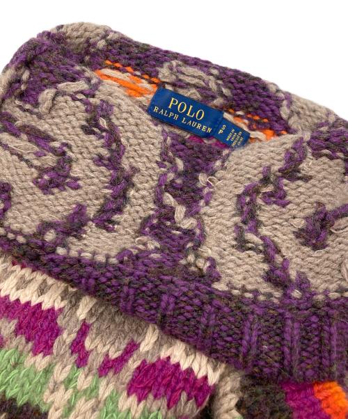 POLO RALPH LAUREN（ポロ・ラルフローレン）POLO RALPH LAUREN (ポロ・ラルフローレン) Apres Ski Aztec Navajo Indian Wool Turtleneck Sweater パープル×ブラウン サイズ:Sの古着・服飾アイテム