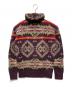 POLO RALPH LAUREN（ポロ・ラルフローレン）の古着「Apres Ski Aztec Navajo Indian Wool Turtleneck Sweater」｜パープル×ブラウン