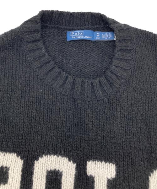 POLO RALPH LAUREN（ポロ・ラルフローレン）POLO RALPH LAUREN (ポロ・ラルフローレン) カシミヤ混ロゴクルーネックセーター ブラック サイズ:ＸＳの古着・服飾アイテム