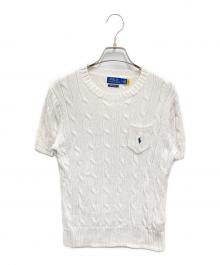 POLO RALPH LAUREN（ポロ・ラルフローレン）の古着「ショートスリーブケーブルニット」｜ホワイト