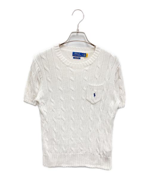POLO RALPH LAUREN（ポロ・ラルフローレン）POLO RALPH LAUREN (ポロ・ラルフローレン) ショートスリーブケーブルニット ホワイト サイズ:Mの古着・服飾アイテム