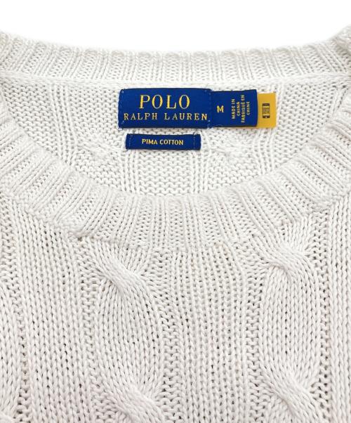 POLO RALPH LAUREN（ポロ・ラルフローレン）POLO RALPH LAUREN (ポロ・ラルフローレン) ショートスリーブケーブルニット ホワイト サイズ:Mの古着・服飾アイテム