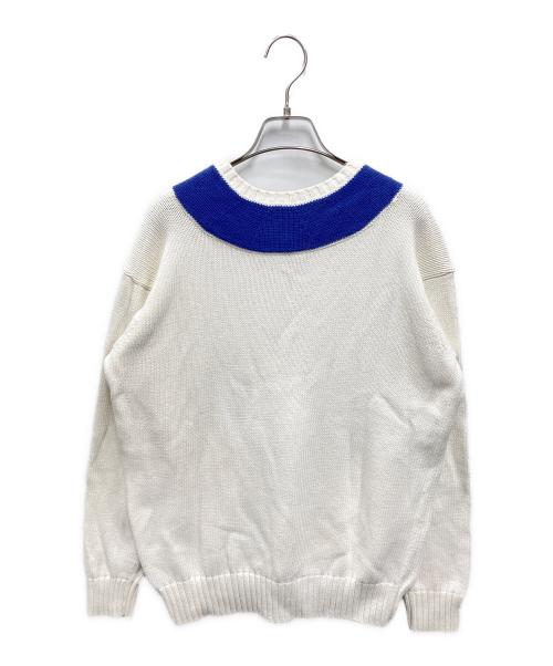 POLO RALPH LAUREN（ポロ・ラルフローレン）POLO RALPH LAUREN (ポロ・ラルフローレン) Vネックラインニット ホワイト×ブルー サイズ:XSの古着・服飾アイテム