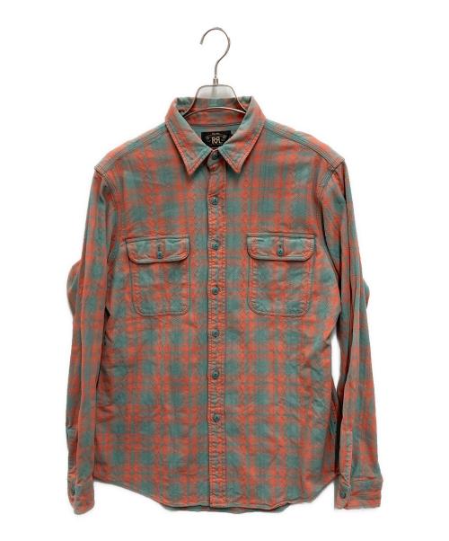 RRL（ダブルアールエル）RRL (ダブルアールエル) コットンチェックシャツ オレンジ×グリーン サイズ:Lの古着・服飾アイテム