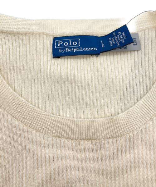 POLO RALPH LAUREN（ポロ・ラルフローレン）POLO RALPH LAUREN (ポロ・ラルフローレン) ハイブリッド セータープリ―テッド ドレス アイボリー サイズ:L 未使用品の古着・服飾アイテム