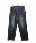 THUG CLUBサグ クラブ）の古着「BURN DOWN DENIM PANTS」｜インディゴ