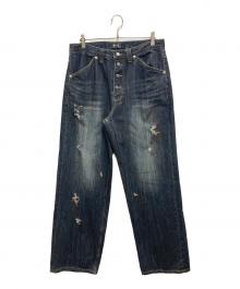 THUG CLUB（サグ クラブ）の古着「BURN DOWN DENIM PANTS」｜インディゴ
