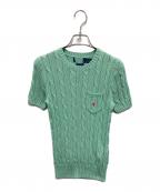 POLO RALPH LAURENポロ・ラルフローレン）の古着「コットンケーブルショートスリーブニット」｜グリーン