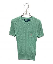 POLO RALPH LAUREN（ポロ・ラルフローレン）の古着「コットンケーブルショートスリーブニット」｜グリーン