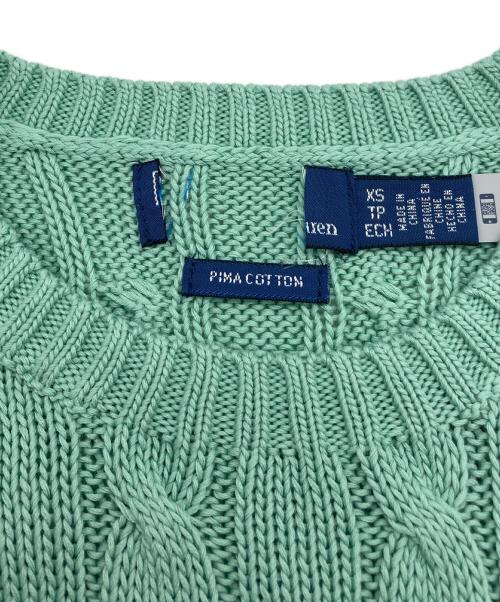 POLO RALPH LAUREN（ポロ・ラルフローレン）POLO RALPH LAUREN (ポロ・ラルフローレン) コットンケーブルショートスリーブニット グリーン サイズ:XSの古着・服飾アイテム