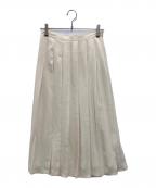 POLO RALPH LAURENポロ・ラルフローレン）の古着「Satin Pleated A-Line Midi Skirt」｜アイボリー