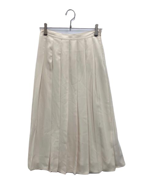 POLO RALPH LAUREN（ポロ・ラルフローレン）POLO RALPH LAUREN (ポロ・ラルフローレン) Satin Pleated A-Line Midi Skirt アイボリー サイズ:SIZE 0の古着・服飾アイテム