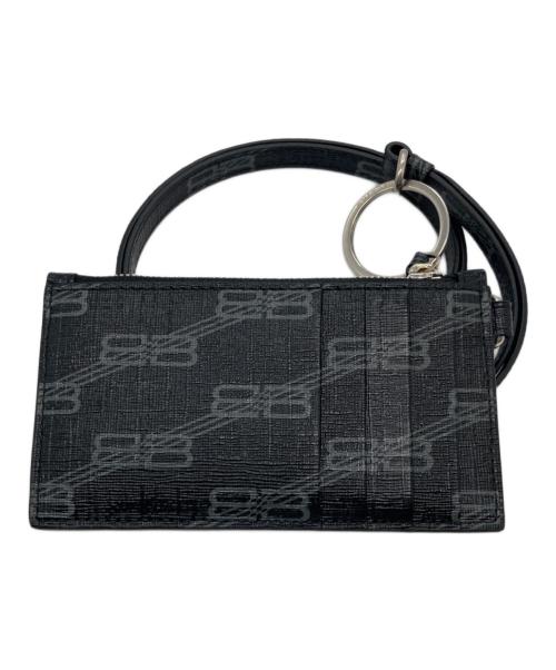 BALENCIAGA（バレンシアガ）BALENCIAGA (バレンシアガ) BBモノグラム/キーチェーン付カードケース ブラックの古着・服飾アイテム