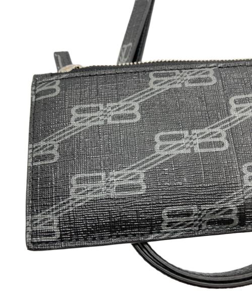 BALENCIAGA（バレンシアガ）BALENCIAGA (バレンシアガ) BBモノグラム/キーチェーン付カードケース ブラックの古着・服飾アイテム