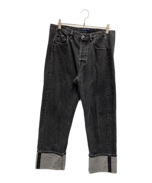 VALENTINO（ヴァレンティノ）VALENTINO (ヴァレンティノ) ロールアップデニムパンツ ブラック サイズ:32の古着・服飾アイテム