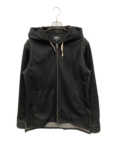 stussy（ステューシー）stussy (ステューシー) DENIM HOOD ZIP BLOUZON ブラック サイズ:Lの古着・服飾アイテム