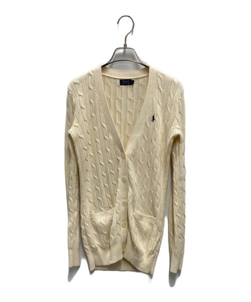 POLO RALPH LAUREN（ポロ・ラルフローレン）POLO RALPH LAUREN (ポロ・ラルフローレン) ケーブルコットンニットカーディガン アイボリー サイズ:XSの古着・服飾アイテム