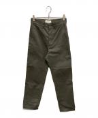 STUDIO NICHOLSONスタジオ ニコルソン）の古着「TWILL FLAT FRONT TAPERED PANT」｜オリーブ