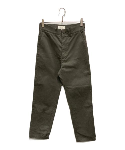 STUDIO NICHOLSON（スタジオ ニコルソン）STUDIO NICHOLSON (スタジオ ニコルソン) TWILL FLAT FRONT TAPERED PANT オリーブ サイズ:XSの古着・服飾アイテム
