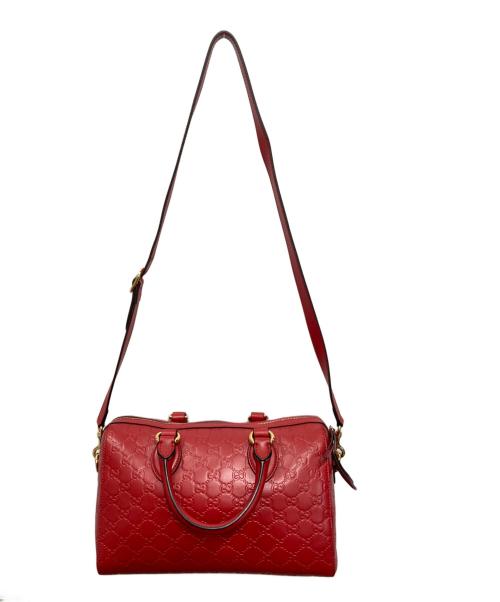 GUCCI（グッチ）GUCCI (グッチ) グッチシマ2WAYボストンバッグ レッドの古着・服飾アイテム