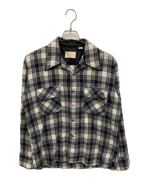 Sears（シアーズ）Sears (シアーズ) オープンカラーボードシャツ グレー×ネイビー サイズ:SIZE 15 1/2の古着・服飾アイテム