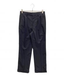 SOUTHWICK（サウスウィック）の古着「ストライプ2タックパンツ」｜ネイビー