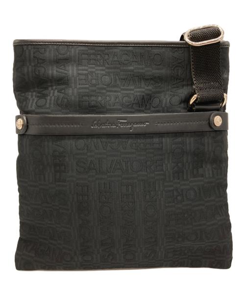 Salvatore Ferragamo（サルヴァトーレ フェラガモ）Salvatore Ferragamo (サルヴァトーレ フェラガモ) ナイロン レザー切替 ショルダーバッグ ブラックの古着・服飾アイテム