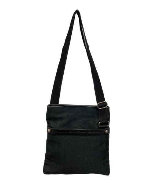 Salvatore Ferragamo（サルヴァトーレ フェラガモ）Salvatore Ferragamo (サルヴァトーレ フェラガモ) ナイロン レザー切替 ショルダーバッグ ブラックの古着・服飾アイテム